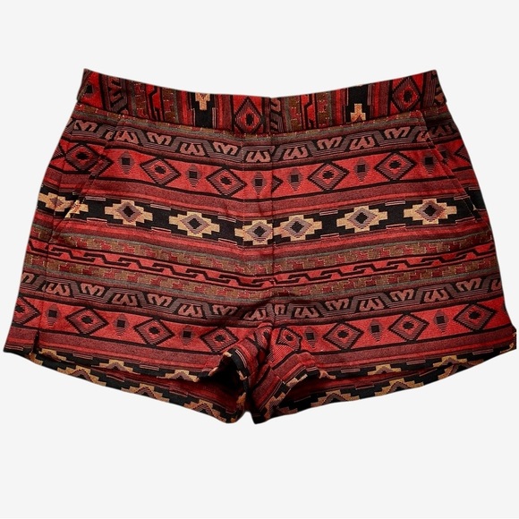 BCBGeneration Pants - BCBGeneration Red and Black Tribal High Waist Shorts Like New 10